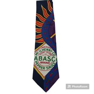 Vintage 1990s TABASCO SAUCE Men's Multicolor 100% Silk Neck-Tie Made in USA